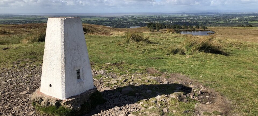 Trig point at the top of the Nicky Nook Walk